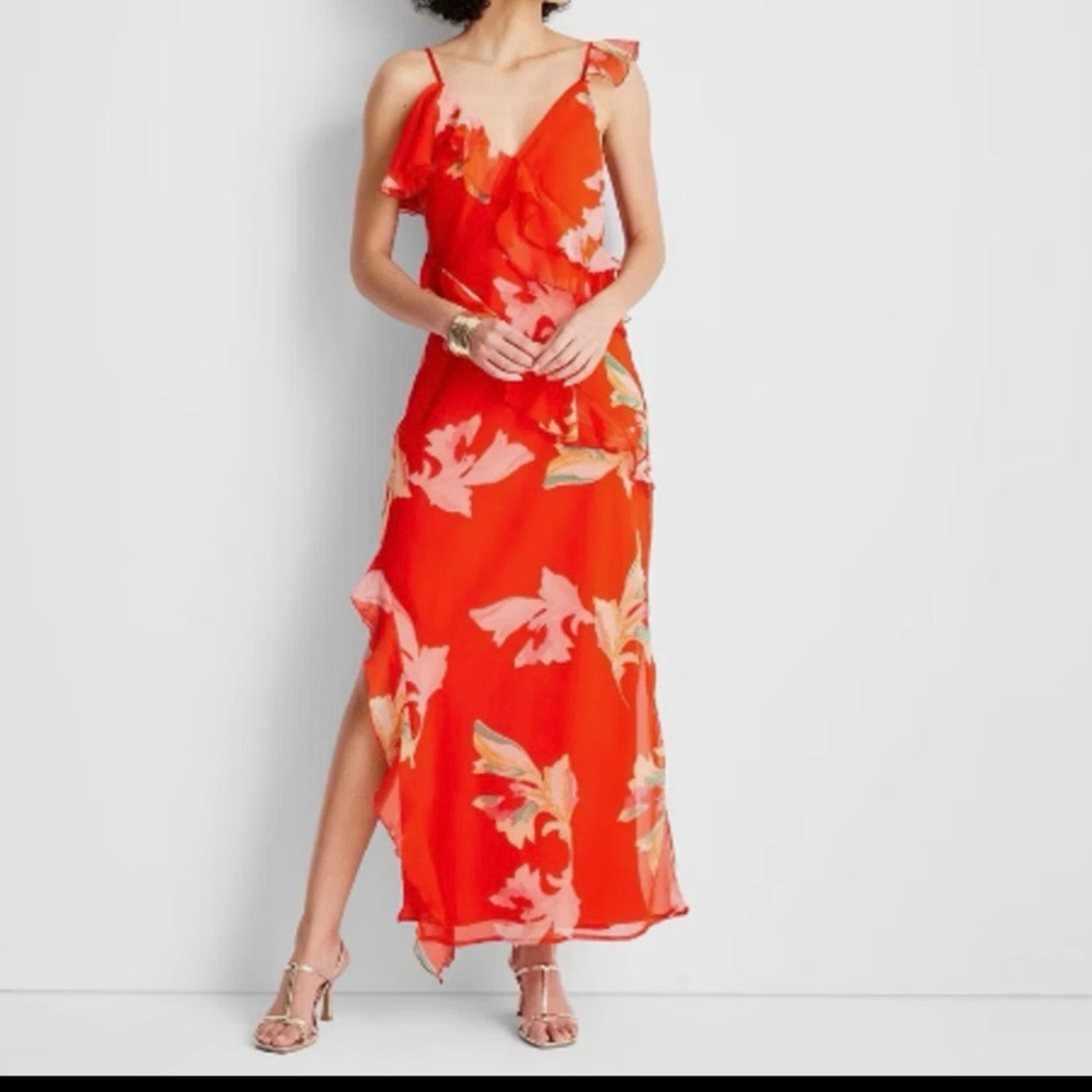 Maxi Sundress with Spaghetti Strap Plunge Neckline